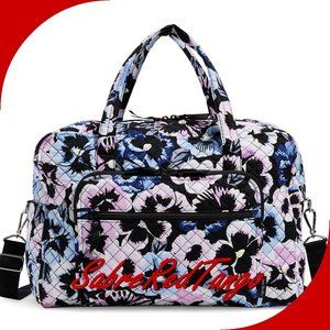 Vera Bradley Quilted Weekender Travel Bag Floral Plum Pansies